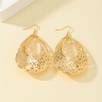 1 Pair Vintage Style Simple Style Water Droplets Floral Plating Hollow Out Alloy Ferroalloy 14k Gold Plated Drop Earrings main image 3