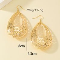 1 Pair Vintage Style Simple Style Water Droplets Floral Plating Hollow Out Alloy Ferroalloy 14k Gold Plated Drop Earrings main image 2