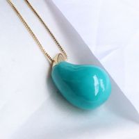 Vintage Style Simple Style Water Droplets Copper Enamel Plating Gold Plated Pendant Necklace sku image 10