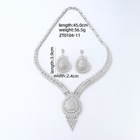 Copper Elegant Bridal Sweet Tassel Plating Inlay Geometric Round Water Droplets Zircon Jewelry Set sku image 11