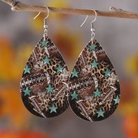 1 Pair Retro Sunflower Rugby Water Droplets Pu Leather Drop Earrings main image 5