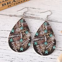 1 Pair Retro Sunflower Rugby Water Droplets Pu Leather Drop Earrings main image 3