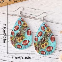1 Pair Retro Sunflower Rugby Water Droplets Pu Leather Drop Earrings main image 2