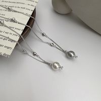 Simple Style Geometric Solid Color Sterling Silver Plating Inlay Artificial Pearls White Gold Plated Pendant Necklace main image 2