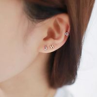 1 Piece Simple Style Letter Plating Inlay Sterling Silver Zircon White Gold Plated Ear Studs main image 2