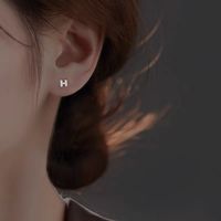 1 Piece Simple Style Letter Plating Inlay Sterling Silver Zircon White Gold Plated Ear Studs main image 3