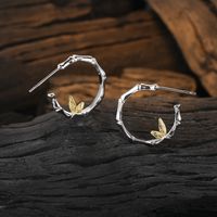 1 Pair Casual Leaf Flower Plating Sterling Silver 24k Gold Plated White Gold Plated Ear Studs main image 1