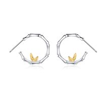 1 Pair Casual Leaf Flower Plating Sterling Silver 24k Gold Plated White Gold Plated Ear Studs main image 2