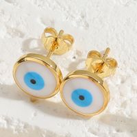 1 Par Casual Lindo Dulce Ojo Del Diablo Epoxy Enchapado Embutido Cobre Circón Chapado En Oro De 14 Quilates. Pendientes sku image 2