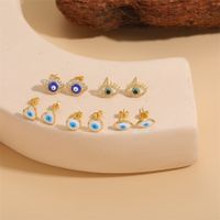 1 Pair Casual Cute Sweet Devil's Eye Epoxy Plating Inlay Copper Zircon 14k Gold Plated Ear Studs main image 2