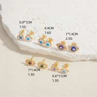 1 Pair Casual Cute Sweet Devil's Eye Epoxy Plating Inlay Copper Zircon 14k Gold Plated Ear Studs main image 6
