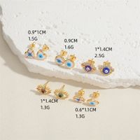 1 Paire Décontractée Mignon Sucré L'oeil Du Diable Époxy Placage Incruster Le Cuivre Zircon Plaqué Or 14k Boucles D'oreilles main image 6