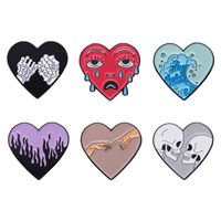 Cartoon Style Cute Sea Wave Heart Shape Skull Alloy Stoving Varnish Unisex Brooches main image 2