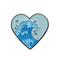 Cartoon Style Cute Sea Wave Heart Shape Skull Alloy Stoving Varnish Unisex Brooches sku image 1
