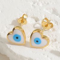 1 Pair Casual Cute Sweet Devil's Eye Epoxy Plating Inlay Copper Zircon 14k Gold Plated Ear Studs sku image 1