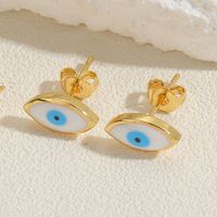 1 Pair Casual Cute Sweet Devil's Eye Epoxy Plating Inlay Copper Zircon 14k Gold Plated Ear Studs sku image 3