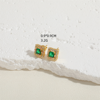 1 Pair Vintage Style Simple Style Square Plating Inlay Brass Zircon 14k Gold Plated Ear Studs main image 8