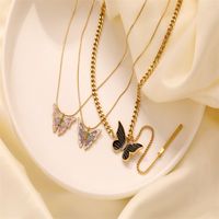 Casual Simple Style Butterfly Stainless Steel Titanium Steel Polishing Plating Gold Plated Pendant Necklace main image 5