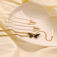 Casual Simple Style Butterfly Stainless Steel Titanium Steel Polishing Plating Gold Plated Pendant Necklace main image 4