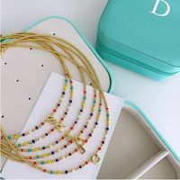 Ig Style Simple Style Letter Glass Copper Beaded Knitting Plating 18k Gold Plated Necklace main image 5