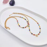 Ig Style Simple Style Letter Glass Copper Beaded Knitting Plating 18k Gold Plated Necklace main image 4