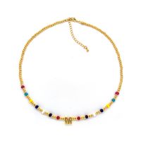 Ig Style Simple Style Letter Glass Copper Beaded Knitting Plating 18k Gold Plated Necklace main image 2