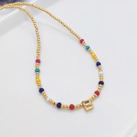 Ig Style Simple Style Letter Glass Copper Beaded Knitting Plating 18k Gold Plated Necklace sku image 2