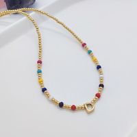 Ig Style Simple Style Letter Glass Copper Beaded Knitting Plating 18k Gold Plated Necklace sku image 4