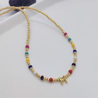 Ig Style Simple Style Letter Glass Copper Beaded Knitting Plating 18k Gold Plated Necklace sku image 8