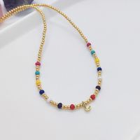 Ig Style Simple Style Letter Glass Copper Beaded Knitting Plating 18k Gold Plated Necklace sku image 10