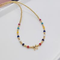 Ig Style Simple Style Letter Glass Copper Beaded Knitting Plating 18k Gold Plated Necklace sku image 11