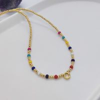 Ig Style Simple Style Letter Glass Copper Beaded Knitting Plating 18k Gold Plated Necklace sku image 15