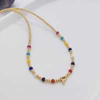 Ig Style Simple Style Letter Glass Copper Beaded Knitting Plating 18k Gold Plated Necklace sku image 16