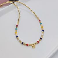 Ig Style Simple Style Letter Glass Copper Beaded Knitting Plating 18k Gold Plated Necklace sku image 19