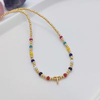 Ig Style Simple Style Letter Glass Copper Beaded Knitting Plating 18k Gold Plated Necklace sku image 20