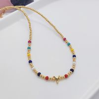 Ig Style Simple Style Letter Glass Copper Beaded Knitting Plating 18k Gold Plated Necklace sku image 25