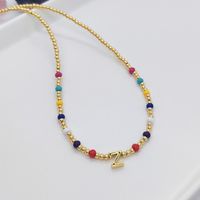 Ig Style Simple Style Letter Glass Copper Beaded Knitting Plating 18k Gold Plated Necklace sku image 26