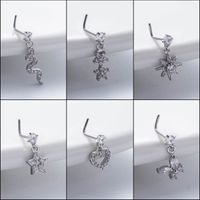 1 Piece Nose Rings & Studs Basic Classic Style Heart Shape Flower Butterfly 316L Stainless Steel  Copper Plating Inlay Zircon main image 8