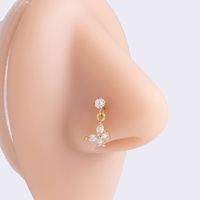 1 Piece Nose Rings & Studs Basic Classic Style Heart Shape Flower Butterfly 316L Stainless Steel  Copper Plating Inlay Zircon main image 5