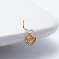 1 Piece Nose Rings & Studs Basic Classic Style Heart Shape Flower Butterfly 316L Stainless Steel  Copper Plating Inlay Zircon sku image 11