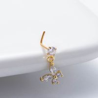 1 Piece Nose Rings & Studs Basic Classic Style Heart Shape Flower Butterfly 316L Stainless Steel  Copper Plating Inlay Zircon sku image 12