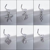 1 Piece Nose Rings & Studs Basic Classic Style Moon Starfish Heart Shape 316L Stainless Steel  Copper Plating Inlay Zircon main image 8