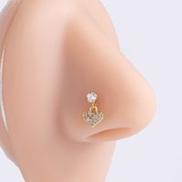 1 Piece Nose Rings & Studs Basic Classic Style Moon Starfish Heart Shape 316L Stainless Steel  Copper Plating Inlay Zircon main image 7