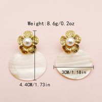 1 Pair Elegant Cute Simple Style Flower Plating Inlay 304 Stainless Steel Pearl Shell Gold Plated Drop Earrings main image 4