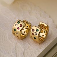 1 Pair Vintage Style Simple Style Geometric Plating Inlay Copper Zircon 18k Gold Plated Hoop Earrings main image 5