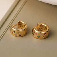1 Pair Vintage Style Simple Style Geometric Plating Inlay Copper Zircon 18k Gold Plated Hoop Earrings main image 2