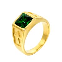 Simple Style Cross Rectangle Stainless Steel Plating Inlay Glass Stone Zircon 18K Gold Plated Men's Rings main image 3