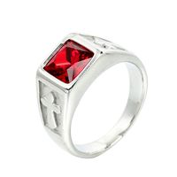 Simple Style Cross Rectangle Stainless Steel Plating Inlay Glass Stone Zircon 18K Gold Plated Men's Rings main image 4