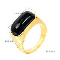 Hip-Hop Geometric Rectangle Stainless Steel Plating Gem 18K Gold Plated Unisex Rings main image 2