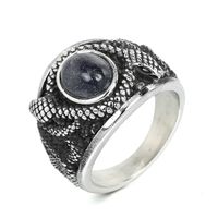 Simple Style Cool Style Round Snake Stainless Steel Polishing Inlay Zircon Men's Rings main image 3